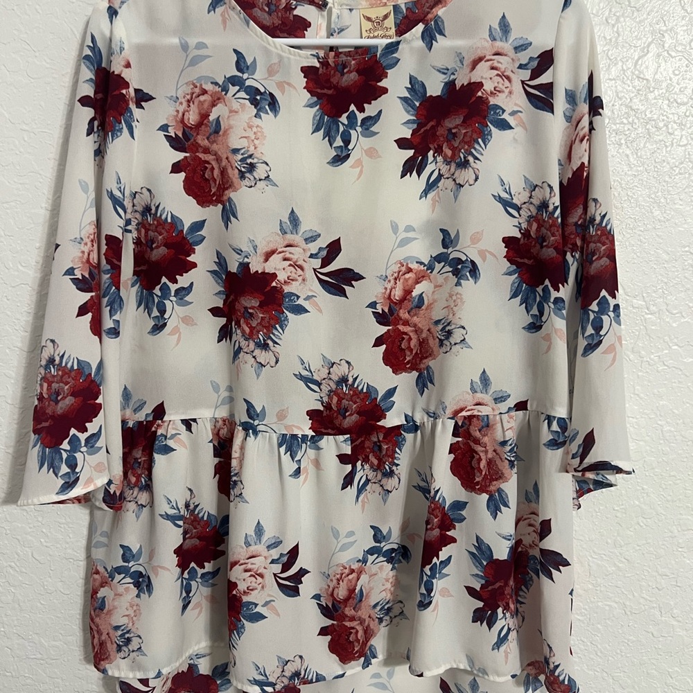 alex & lili Top Pink Sleeveless V-Neck Tie Accent Elastic Shoulder Size L #72